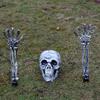 Halloween Skeleton Stake Decorations Creepy Skull Hand Arm with Stakes Realistic Skeleton Bone Model for Outdoor Yard Garden Lawn Decor
