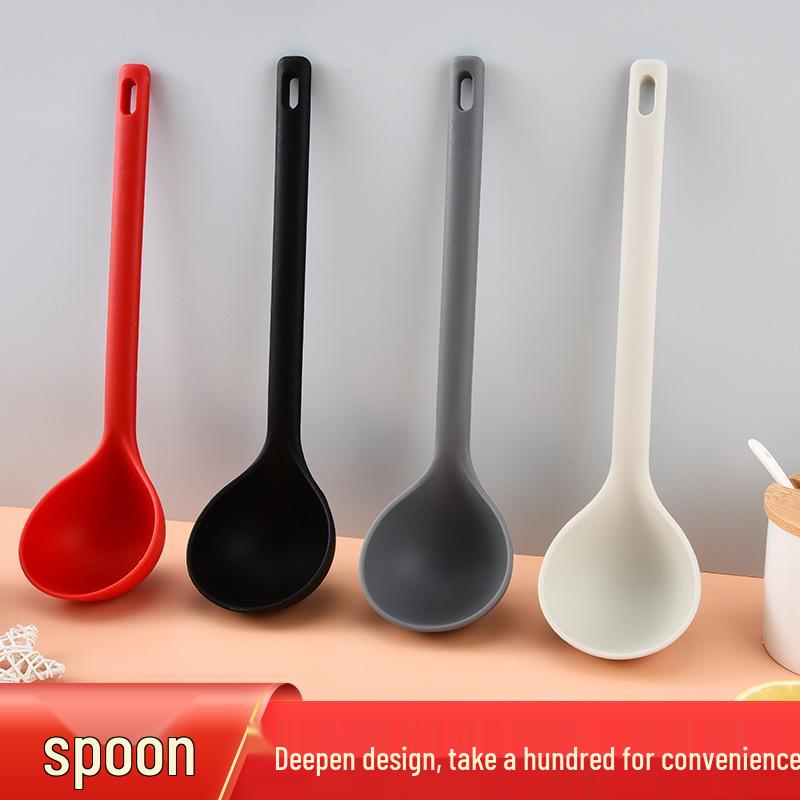 2023 Heat-Resistant Silicone Long-Handle Soup Ladle - Non-Stick Pot and Porridge Spoon