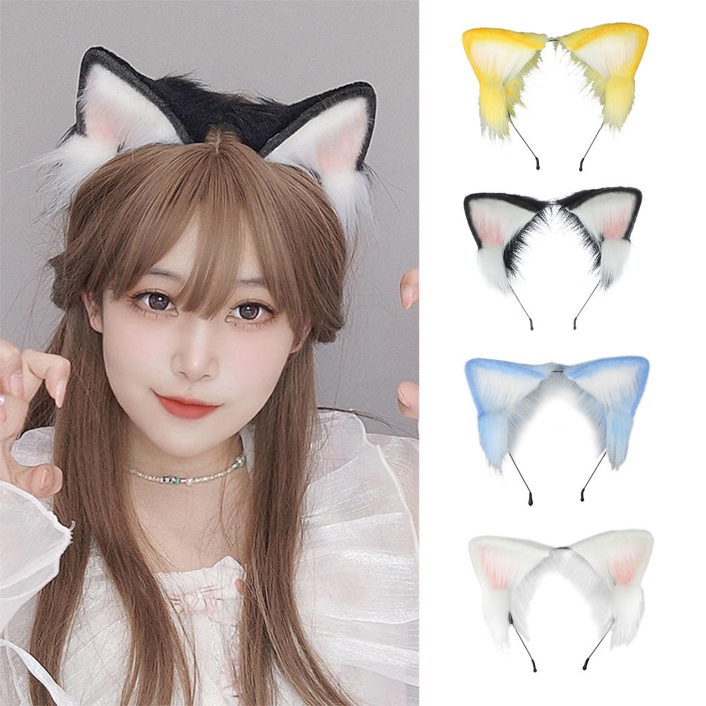 Furry Wolf Ear Headwear Cute Foxes Ears Headband Plush Hair Accessory Soft Hair Clip Animal Cosplays Accessories