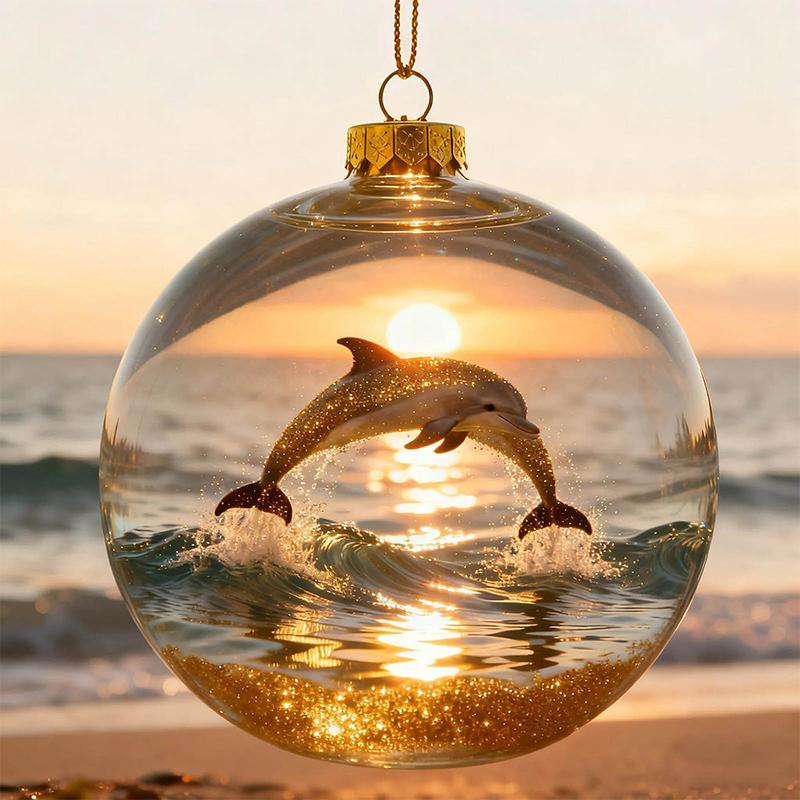 8Cm Transparent Acrylic Ball Cardinal/Hummingbird Pattern Creative Tree Decoration Hanging Pendant For Home