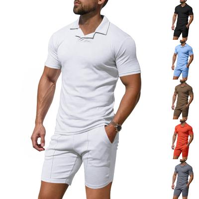 Spring And Summer Loose Fitness Daily Men'S Short Sleeved Suit Polo Shirt Short Sleeved Shorts Sports And Leisure Two-Piece Set