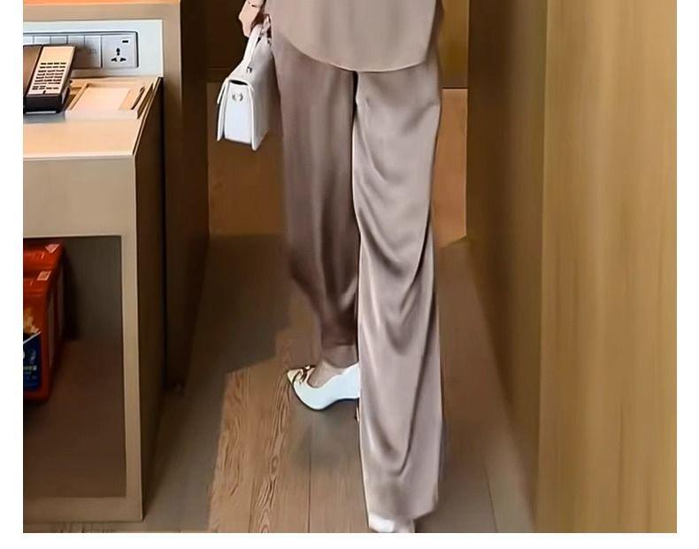 2025 Summer Women's Chic Two-Piece: Frog Button Shirt & Wide-Leg Pants