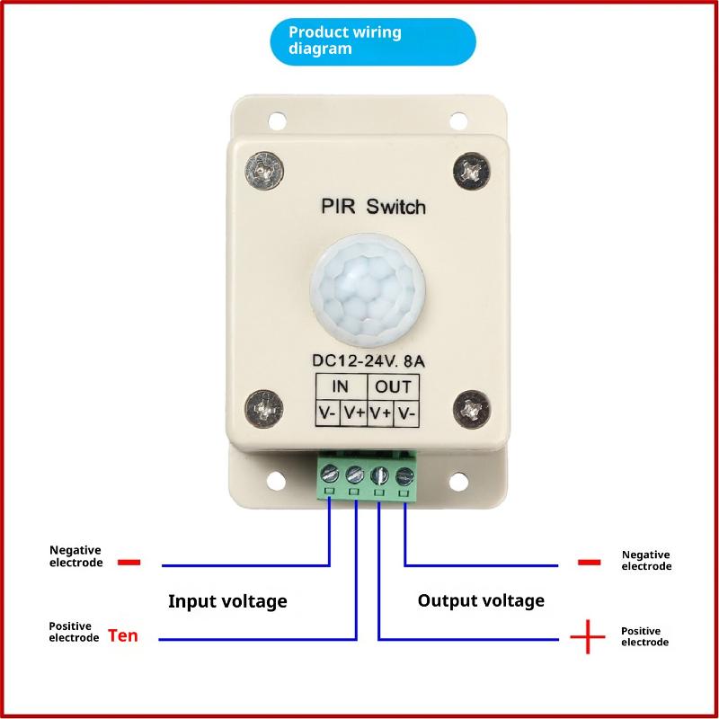 1Pcs Dc 12-24V Infrared Ir Body Photosensitive Control Detect On Off Switch Aisle Indoor Switch 8A Pir Motion Sensor Switch