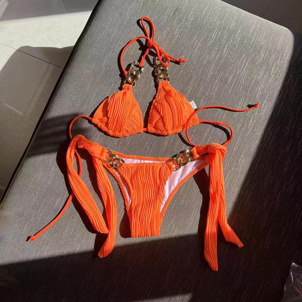 2023 Sexy European & American Split Chain Bikini Swimsuit