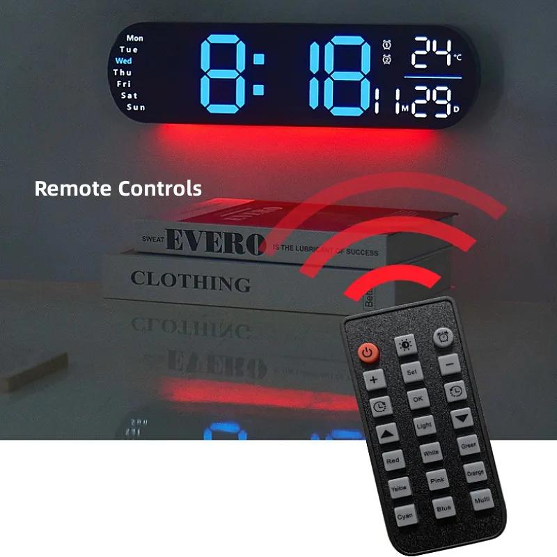 13,78 Zoll Fernbedienung Digitale Wanduhr Stimmungsbeleuchtung Timing Countdown 2 Alarme Auto Dimmer DST Plug In Verwendung LED Wecker