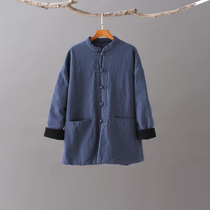 

Осенние толстые теплые удобные универсальные пальто для отдыха Johnature One Size синий