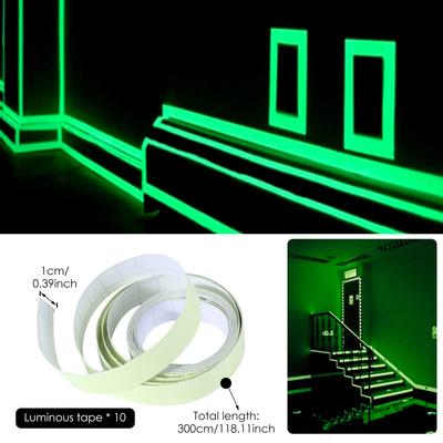 10 Stück Leuchtendes Fluoreszierendes Selbstklebeband Nachtsicht Leuchtende Aufkleber DIY Heimdekoration Warnklebeband für Zuhause