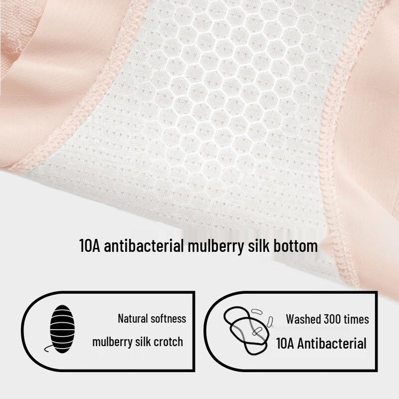 Yalu Women's High-Waist Tummy Control Lace Briefs (3-Pack) with Mulberry Silk Crotch