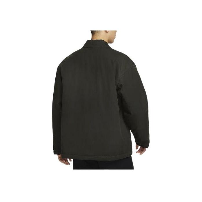 Nike Solid Color Zip Collar Sports Long Sleeve Cotton Jacket Men jackets Khaki-Green FN3131-325