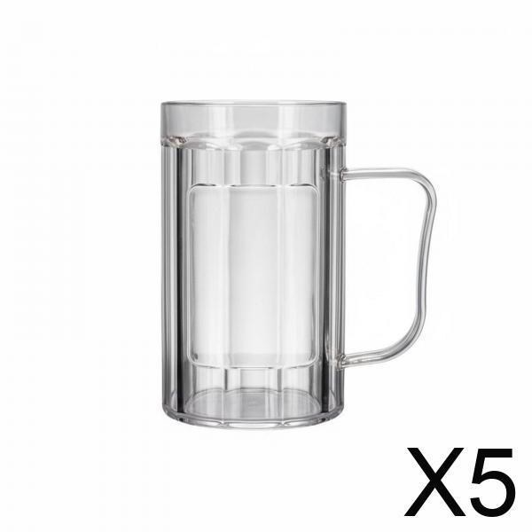 3 Pieces Acrylic Beer Mug Stein Cup Break Resistant PET with Glass Like And Ergonomic