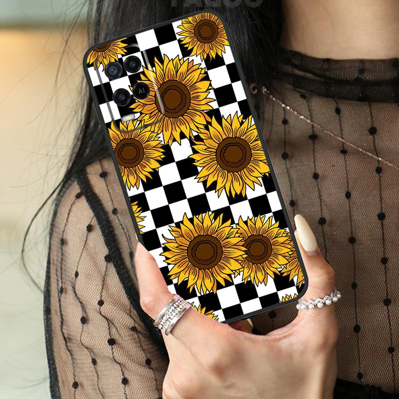 

Checkerboard Sunflower Case For Oppo A16 A76 A96 A17 A18 A60 A80 A40 A38 A58 A78 A98 A94 A74 A54 A15 A57 A77 A5 Pro OPPO A60 5G