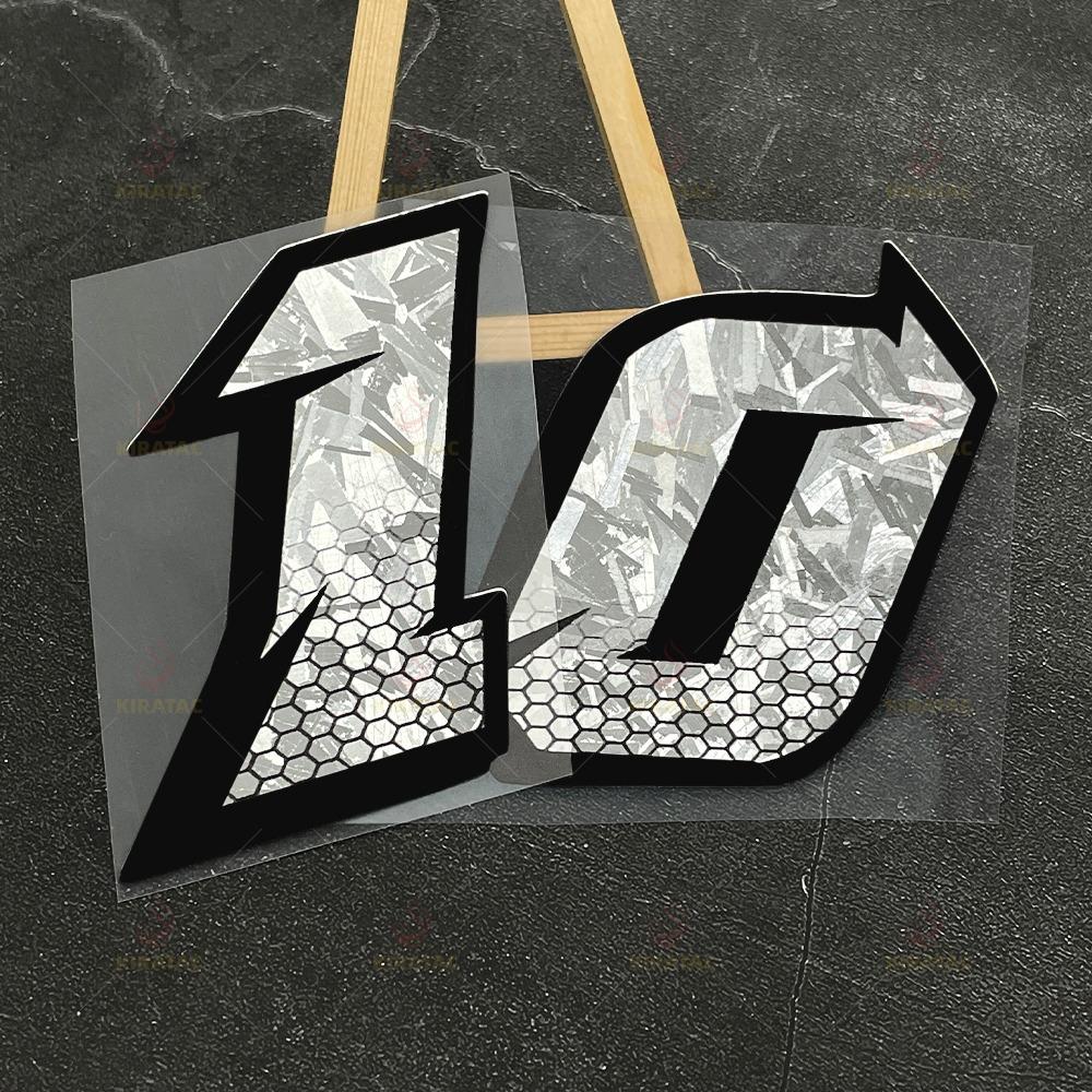2PCS Honeycomb Arabic Numerals Silver Carbon Fiber Motorcycle Sticker Waterproof for Helmet Front Fairing Scooter Vinyl Decals