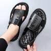 Summer Men's High-quality Top Layer Cowhide Casual Beach Sandals Classic Men's Breathable and Anti Slip Latex Padded Beach Shoes