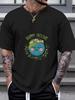 1pc Happy Earth Day Graphic T-shirt - 180g Cotton Crew Neck Short Sleeve Tee with Floral Earth Design