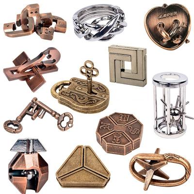 Klasszikus IQ fém fejtörő Varázslatos Rejtvények Játék Játékok Gyermekeknek Felnőtteknek Vicces ajándékok Fém puzzle