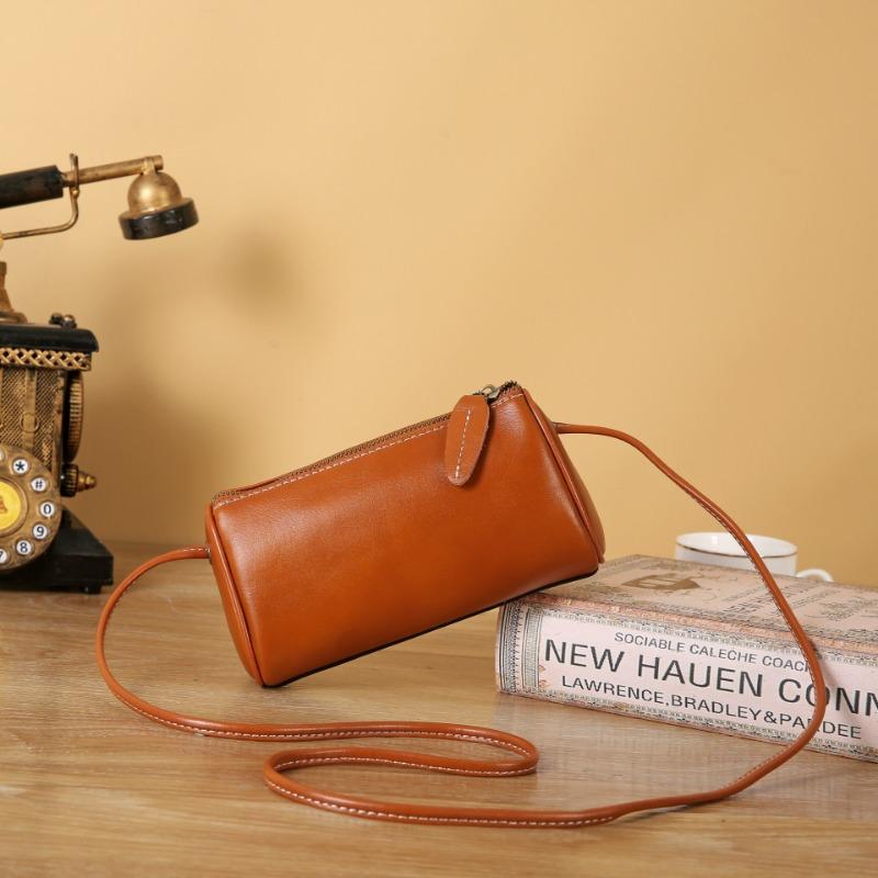 Summer New Lightweight Crossbody Small Bag Vegetable Tanned Soft Cowhide Leather Texture Mini Mobile Phone Pillow Bag