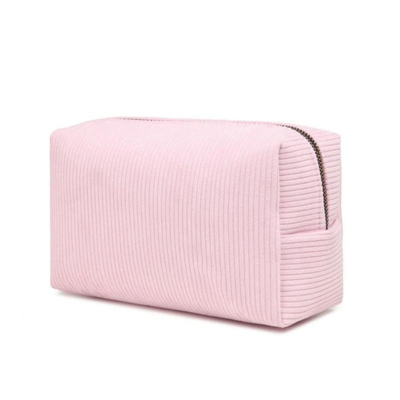 Cord Kosmetiktaschen Rosa/Lila Aufbewahrung Make-up Taschen für Damen Lady mit Reißverschluss Reise Washiong Einfarbig Make-up Tasche