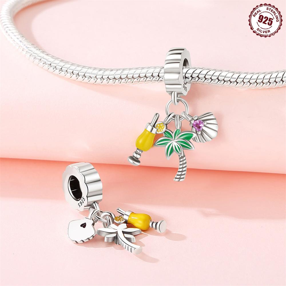 Beads Copper Charms Original Coconut Tree Shell Pendant Beads Fit Bracelet Jewelry Diy Women Fine Gift Accessory