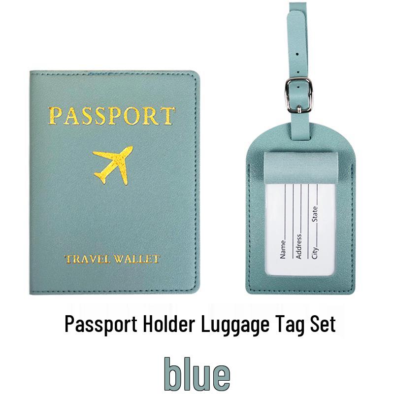 Set med bagagetagg och passhållare för gränsövergångar med passfodral