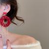 Silver Needle Fluffy Tassel Bow Earrings: Retro, Creative, High-End Winter Accessories for Women