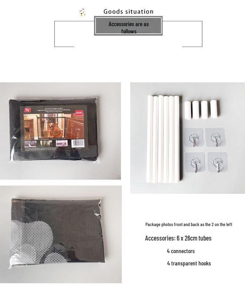 Gard și ușă personalizate pentru câini: Asamblare ușoară, plasă de izolare sigură, bară de protecție de ușă fără găuri pentru animale de companie