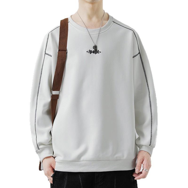 Trendy Brand Round Neck Men'S Sweater Versatile Student Bottoming Shirt Long Sleeve Clothes Spring And Autumn Casual Sweater Men'S