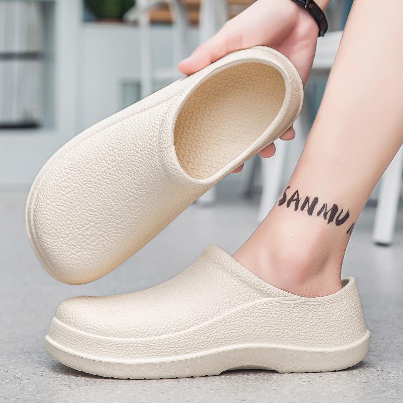 Men Thick Sole Summer Beach Slides Anti Slip Slipper Soft Sandals Simplicity Ultra Light Letter Shoes Men Waterproof Slippers