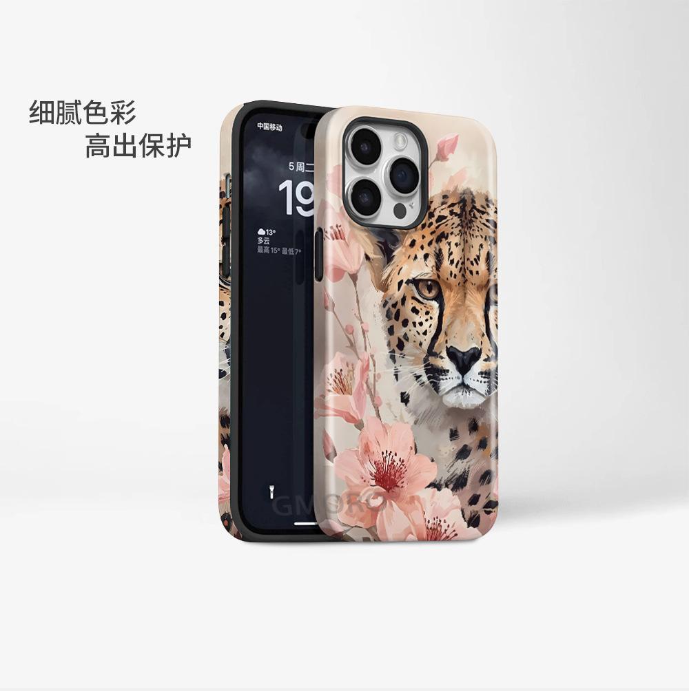 Hot-selling mobile phone case in Latin America Cheetah flower protective case iPhone17 with magnetic mobile phone case Apple 16 women's case