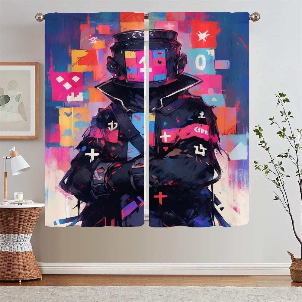 

Розовые шторы, комплект из 2 шт., воин Судного дня, затемняющие шторы для спальни, тканевые шторы для детской комнаты, тюль на кухне W50xH70cmx2pcs-CL