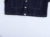 TAOP&ZA Spring/Summer Women's Fashion Denim Short Shirt & Midi Skirt Set