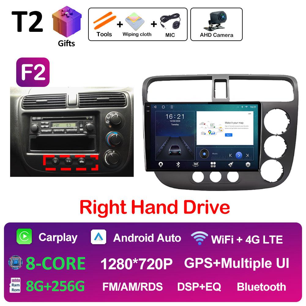 DSP Stereo GPS Navigation For Honda Civic 2000 2001 2002 2003 2004 2005 2006 Multimedia Player Android 14 Touch Screen Head Unit