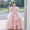 Pink Mori Style Luxury Tulle Princess Dress for Children's Birthday & Piano Performance