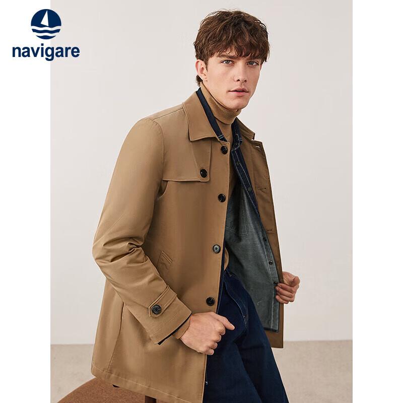 Navigare Men s Retro Mid-Length Trench Overcoat XXXL