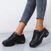 Fashion Women's Thick Sole Black Leather Sneakers Women Fashion Vulcanized Shoes Designer Trainers Platform Lace Up Walking Shoes