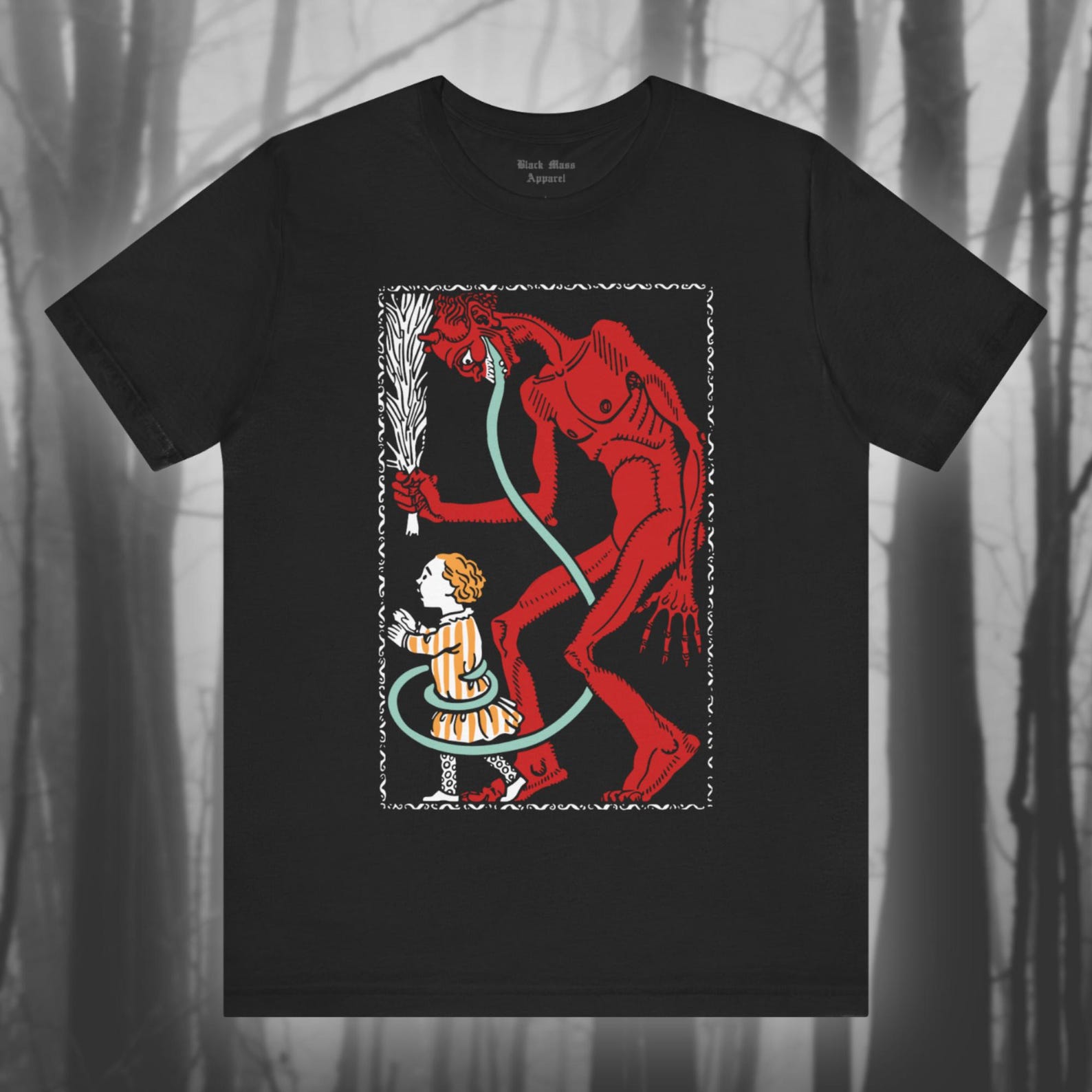 Krampus I, Creepy Christmas Shirt, Spooky Holiday T-Shirt, Folklore T-Shirt, Demon T-Shirt, Creepmas, Gothic Unisex Short Sleeve Tee 2XL