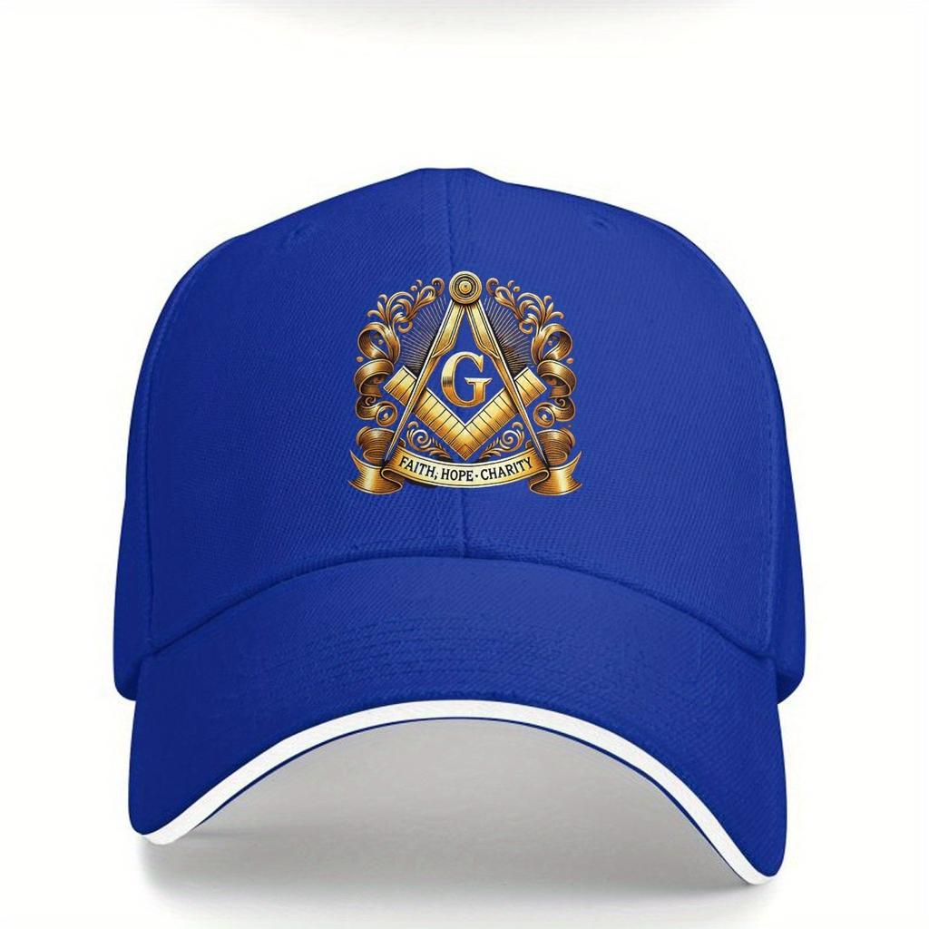 Masonic Square And Compass Faith Hope Charity Baseball Cap Polyester Casual Adjustable Dad Hat Unisex