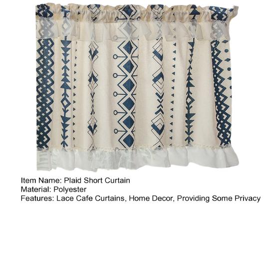 Plaid Short Curtain, Rod Through Top Design, Blocks Oil Smoke And Dust Curtain, Rustic Curtain for Kitchen Half Windows And Cabinet Glass