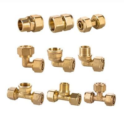 New Male/Female Thread Brass Pipe Fitting 2/3 Ways 1216 Brass Joint Copper Connectors Solar Water Heater