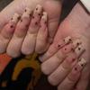 24Pcs Marble Gradient Gold Foil Long Coffin False Nails Full Cover Detachable Press On Nail Tips