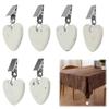 Morobor Tablecloth Weight Clips, 6 Heart-Shaped Stone Tablecloth Weights with Metal Clips for Outdoor Picnics and Family Dinner Table Decorations