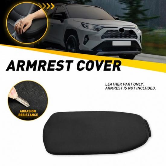 Black Leather Center Console Lid Cover Armrest Trim Fit -2025 Toyota RAV4 EV