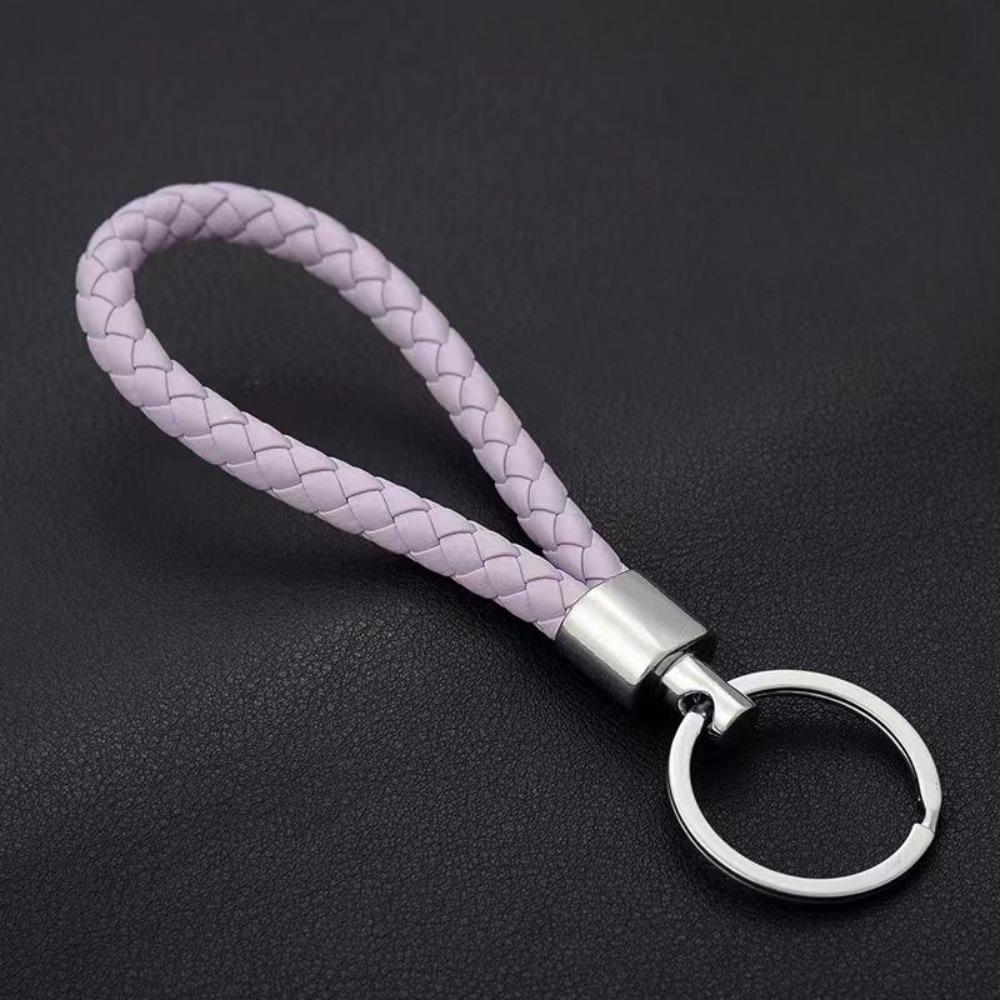 Unisex DIY PU Leather Braided Keychain Woven Rope Pendant Key Ring for Car Bag