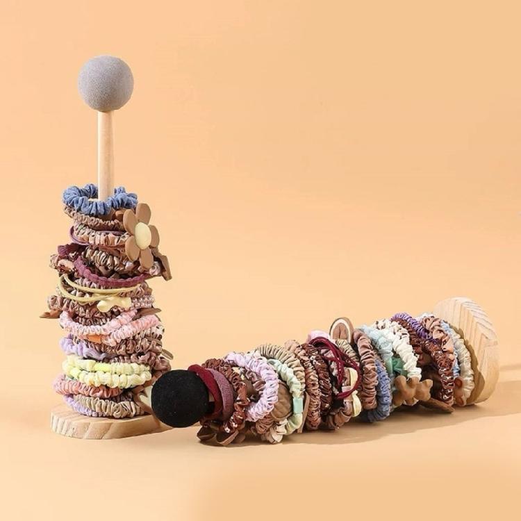 Wood Hair Elastic Organizers Multifunctional Desk Storage Rack Nonslip Base for Hair Accessories and Stationery Supplies