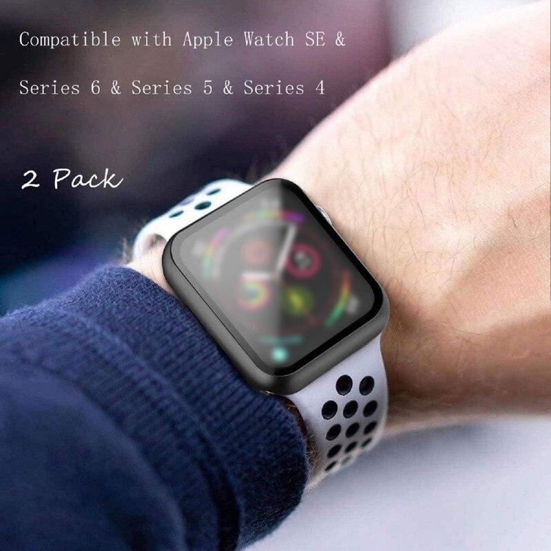 Buy Rigid PC Phone Case With Tempered Glass Screen Protector Compatible For Iphone  Watch Series 6 SE 5 4 40mm Or 44mm Black at affordable prices — free  shipping, real reviews with photos — Joom