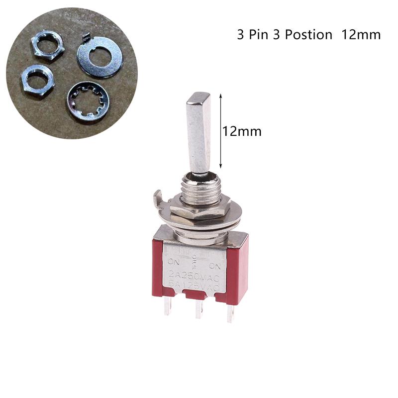 Toggle Switch 3Pin 3/2 Position Self-locking/Self-resetting ON OFF ON DPDT SPST DPST 5A 125VAC 2A 250VAC Latching Flat Handle