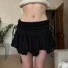 Sexy Solid Mini Wrinkled Irregular Skirts for Summer Women's Skirts New Drawstring Lace Up Waist Low Waist Skirt Woman