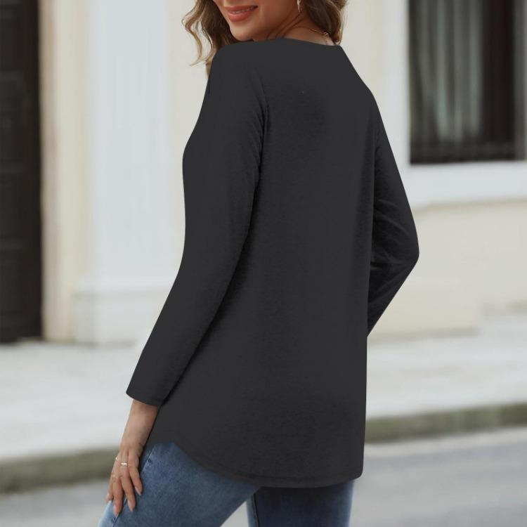 Trendy Fall Outfits Womens Long Sleeve V Neck T Shirts Fitted Casual Tunic Blouses Basic Tee Tops