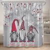 Red Christmas Shower Curtain Set Funny Santa Claus Gift Green Pine Branches Xmas Balls Home Bathroom Decor Bath Mat Toilet Cover
