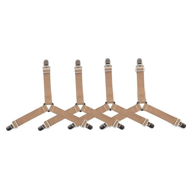 

4 шт./компл. ремни для кроватей, регулируемые подтяжки для простыни, угловой держатель, эластичные застежки, зажимы 4 PCS хаки