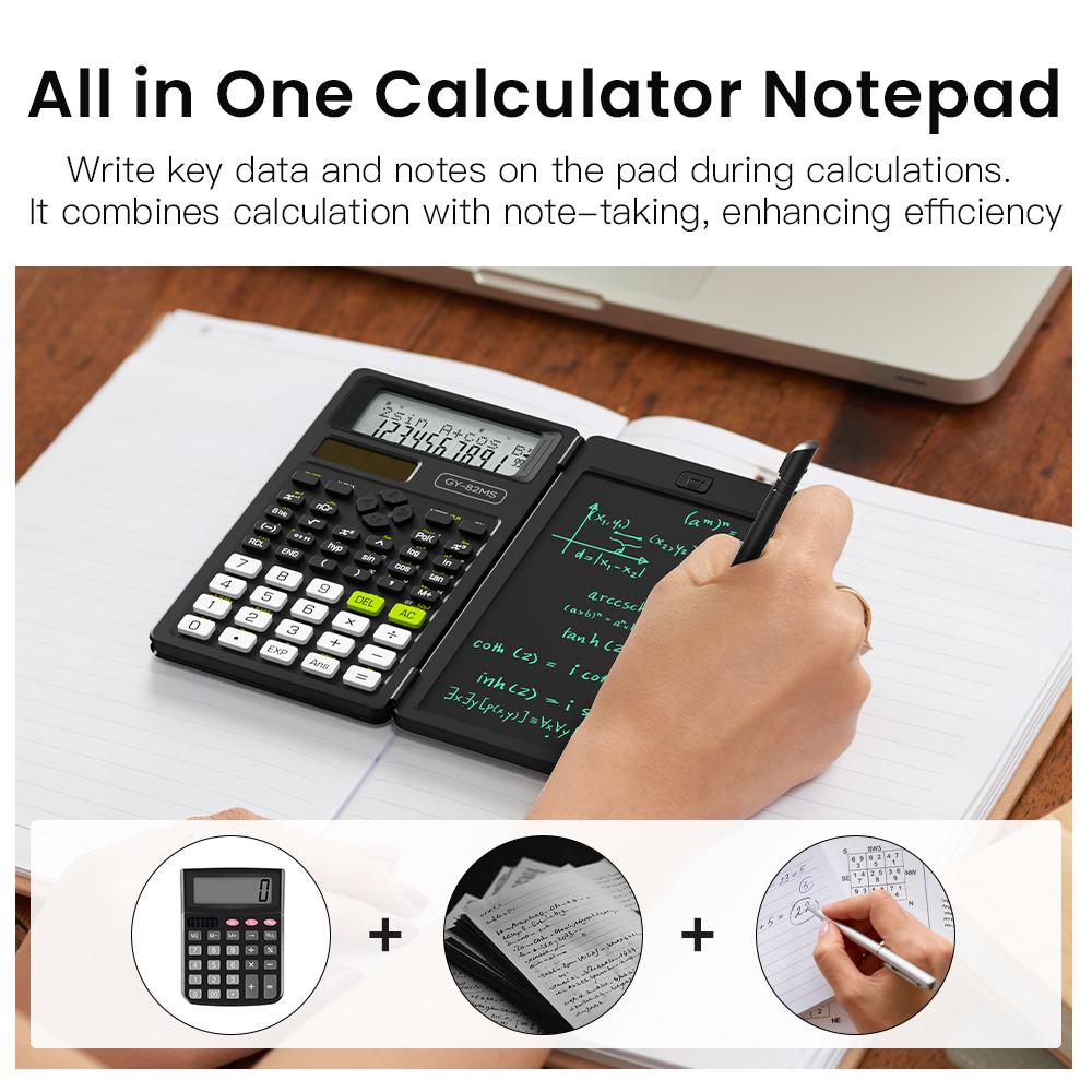 2-In-1 Foldable Scientific Calculator 6 Inch Writing Tablet 82MS 240 Function LCD Display For College Office Student Teacher